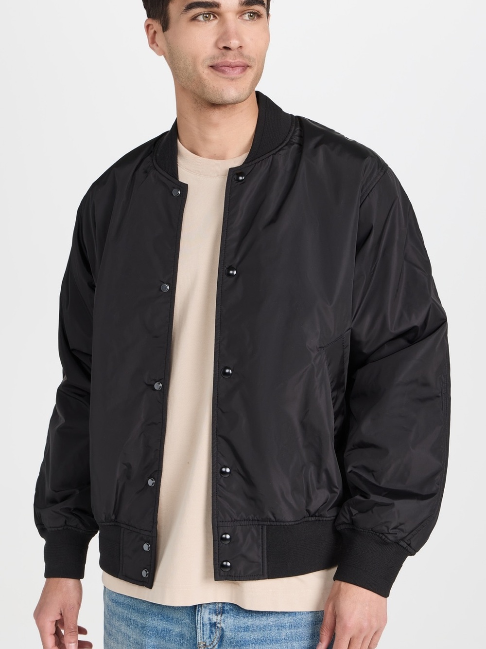 Like new Reigning Champ Black Bomber Jacket with Ribbed Trim